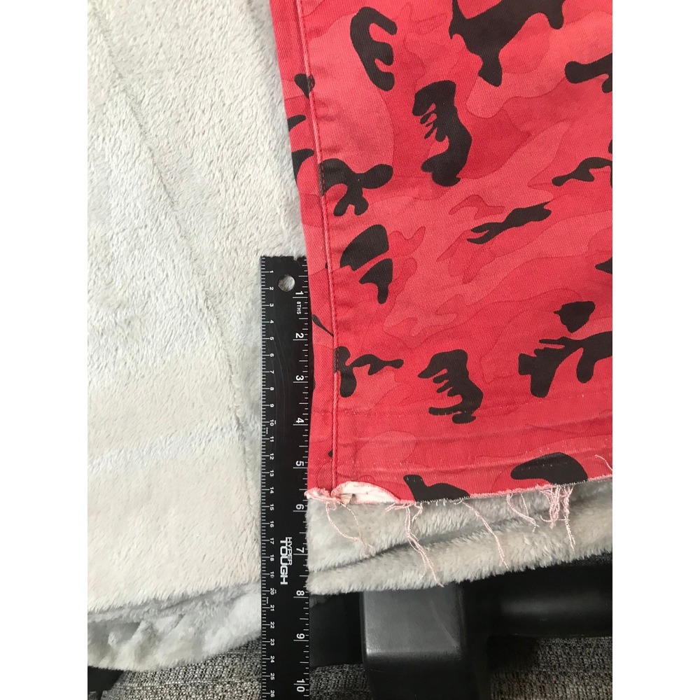 Valabasas Red Camo Carpenter Jeans Mens Flare Leg Raw Hem Streetwear Denim 35x39 - Picture 12 of 16